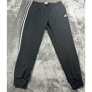 Adidas Joggers Womens XL Black Elastic Waistband Essential 3-Stripe Fleece